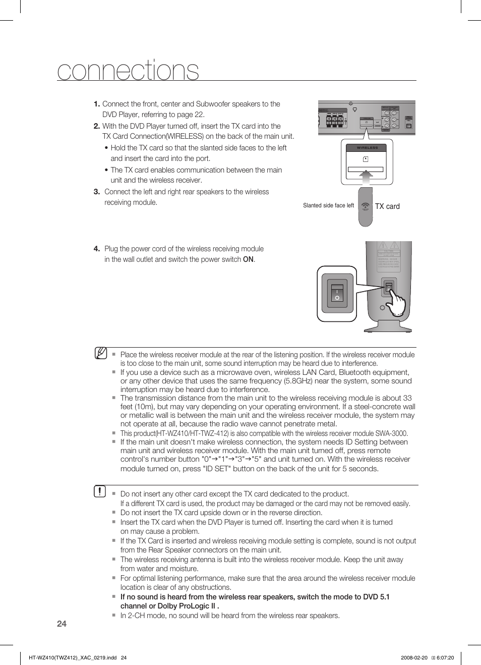 Connections | Samsung HT-TWZ412 User Manual | Page 25 / 74