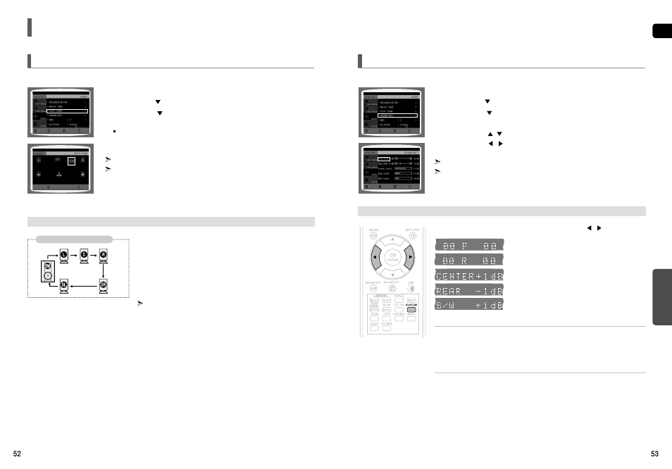 Setting the test tone, Setting the audio, Settings | Con’t) | Samsung HT-TX75 User Manual | Page 27 / 39