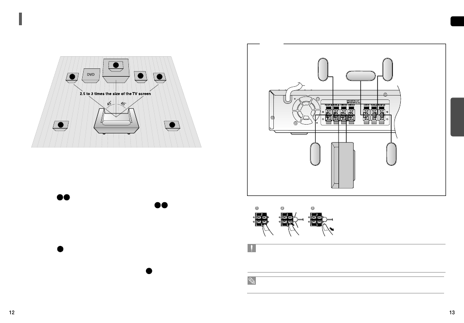 Connections, Connecting the speakers | Samsung HT-TX75 User Manual | Page 7 / 39