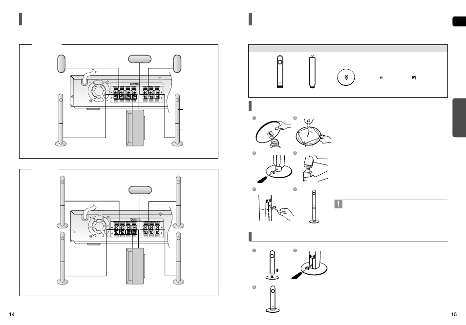 Speaker installation, Connecting the speakers, Con’t) | Samsung HT-TX75 User Manual | Page 8 / 39