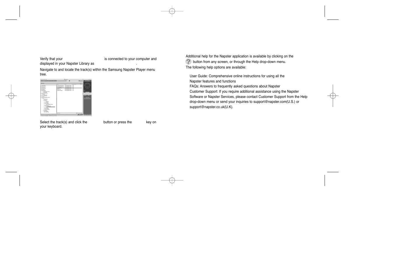 Deleting music on your samsung napster player, Getting help with napster | Samsung YEPP YH-920 User Manual | Page 17 / 39