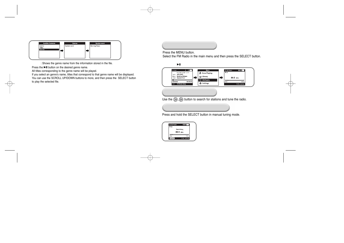 Playing fm radio | Samsung YEPP YH-920 User Manual | Page 26 / 39