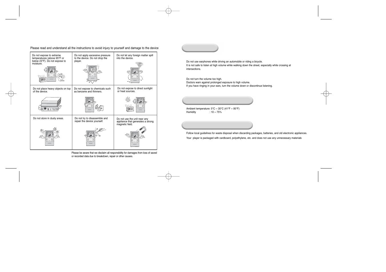 Safety guidelines, Safety instructions | Samsung YEPP YH-920 User Manual | Page 3 / 39