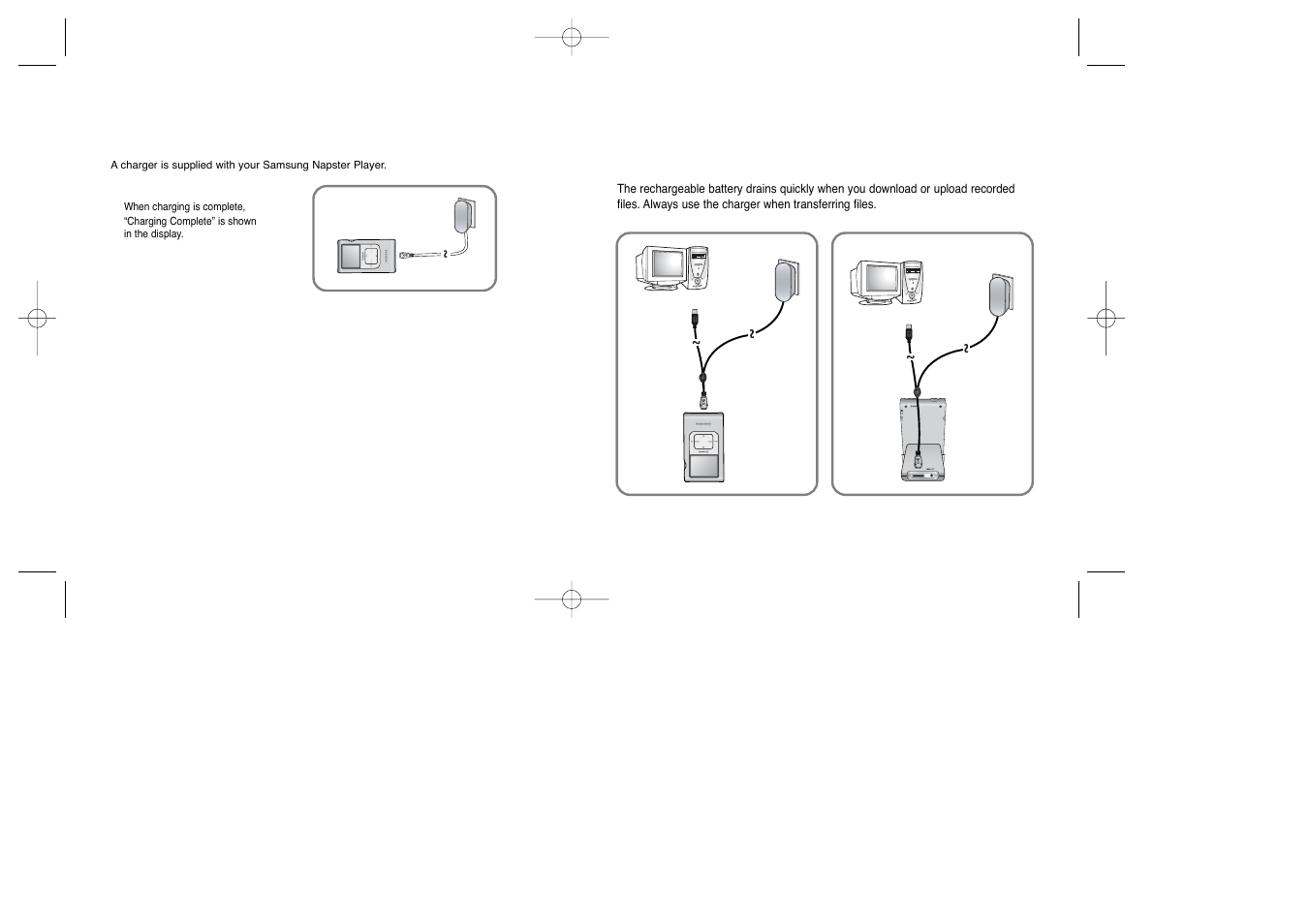Charging the battery, Sel menu sel menu | Samsung YEPP YH-920 User Manual | Page 5 / 39