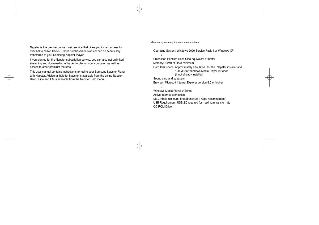Napster overview, System requirements, Napster overview system requirements | Samsung YEPP YH-920 User Manual | Page 7 / 39