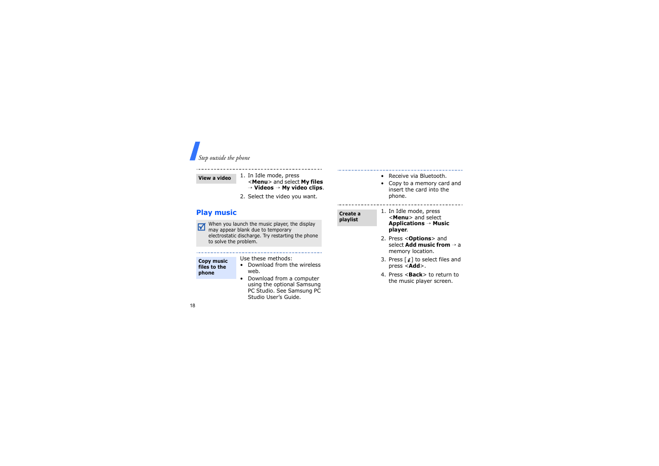 Play music | Samsung GH68-14886A User Manual | Page 21 / 46
