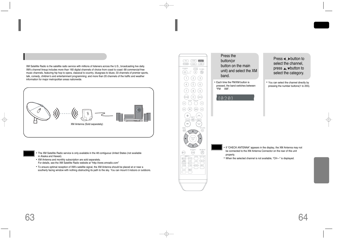 Before using xm satellite radio, Listening to xm satellite radio | Samsung HT-Q45 User Manual | Page 33 / 41