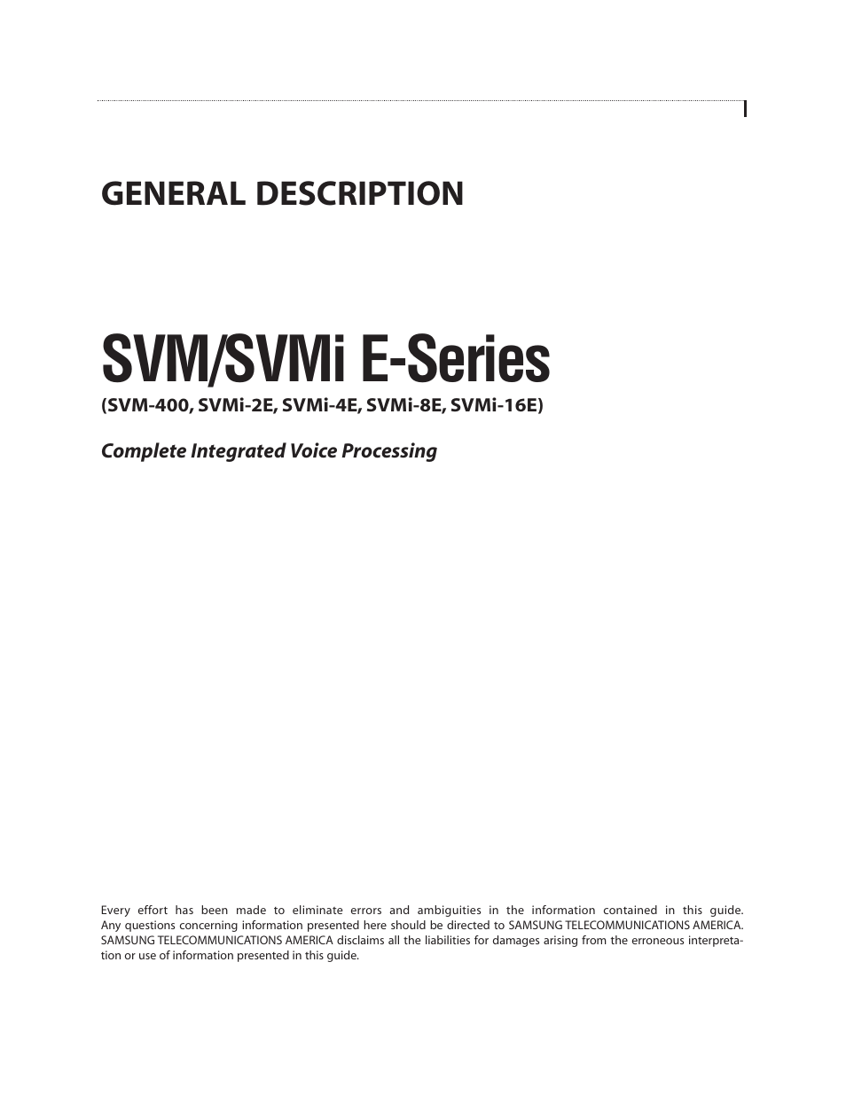 Samsung SVMi-8E User Manual | 40 pages