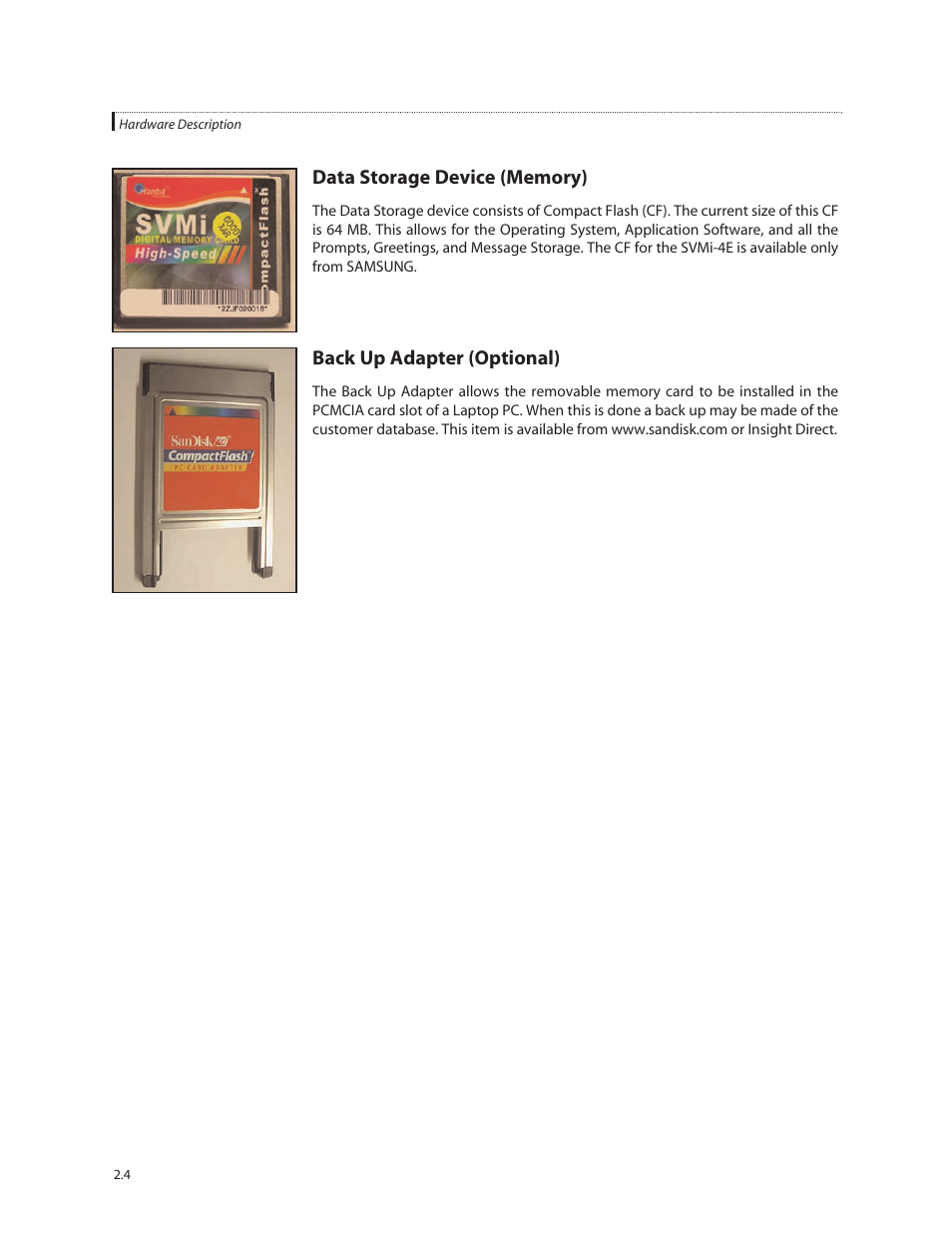 Back up adapter (optional) | Samsung SVMi-8E User Manual | Page 12 / 40