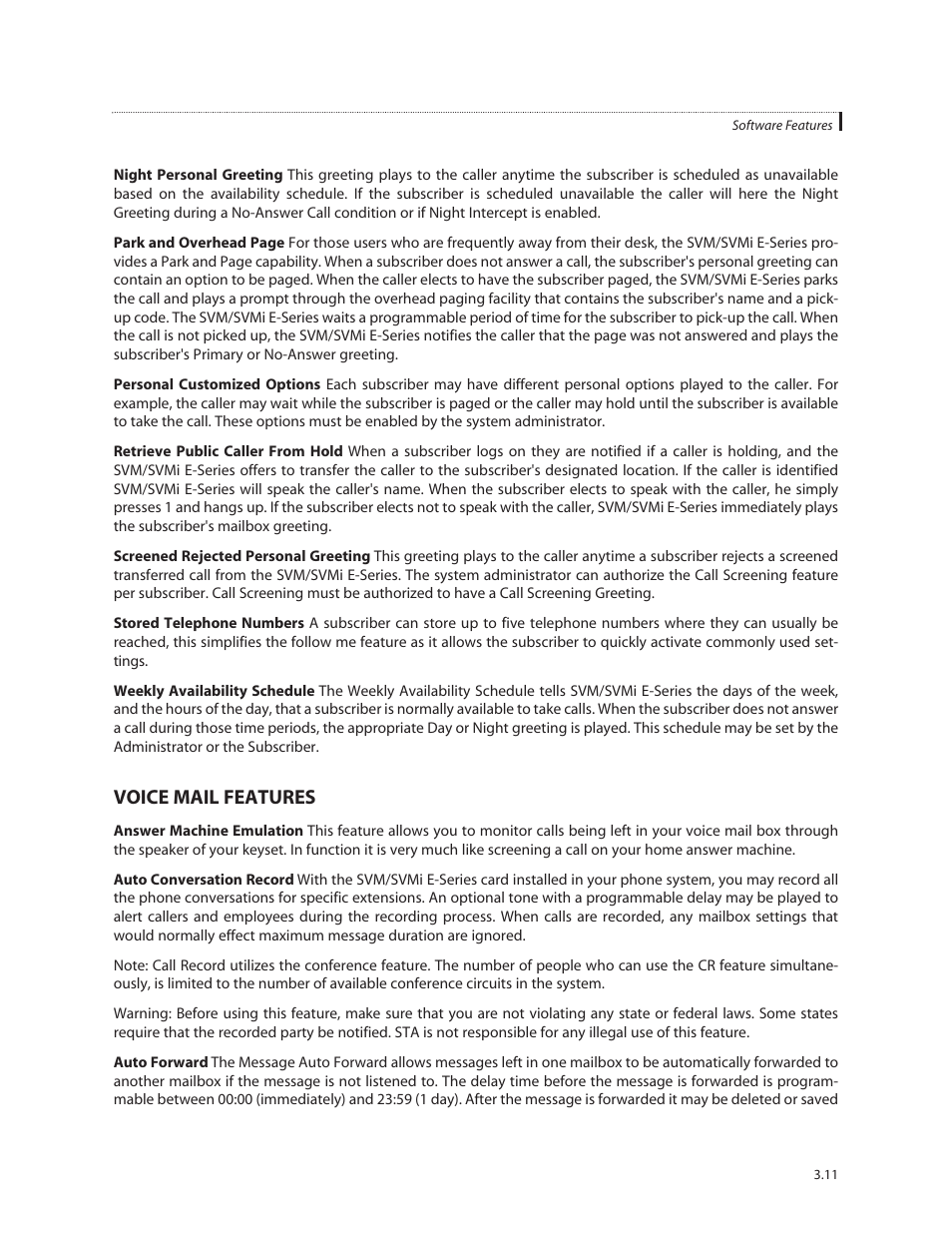 Voice mail features | Samsung SVMi-8E User Manual | Page 30 / 40