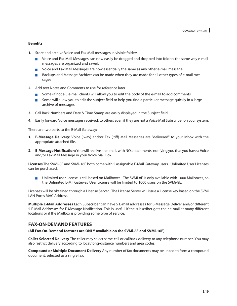 Fax-on-demand features | Samsung SVMi-8E User Manual | Page 38 / 40