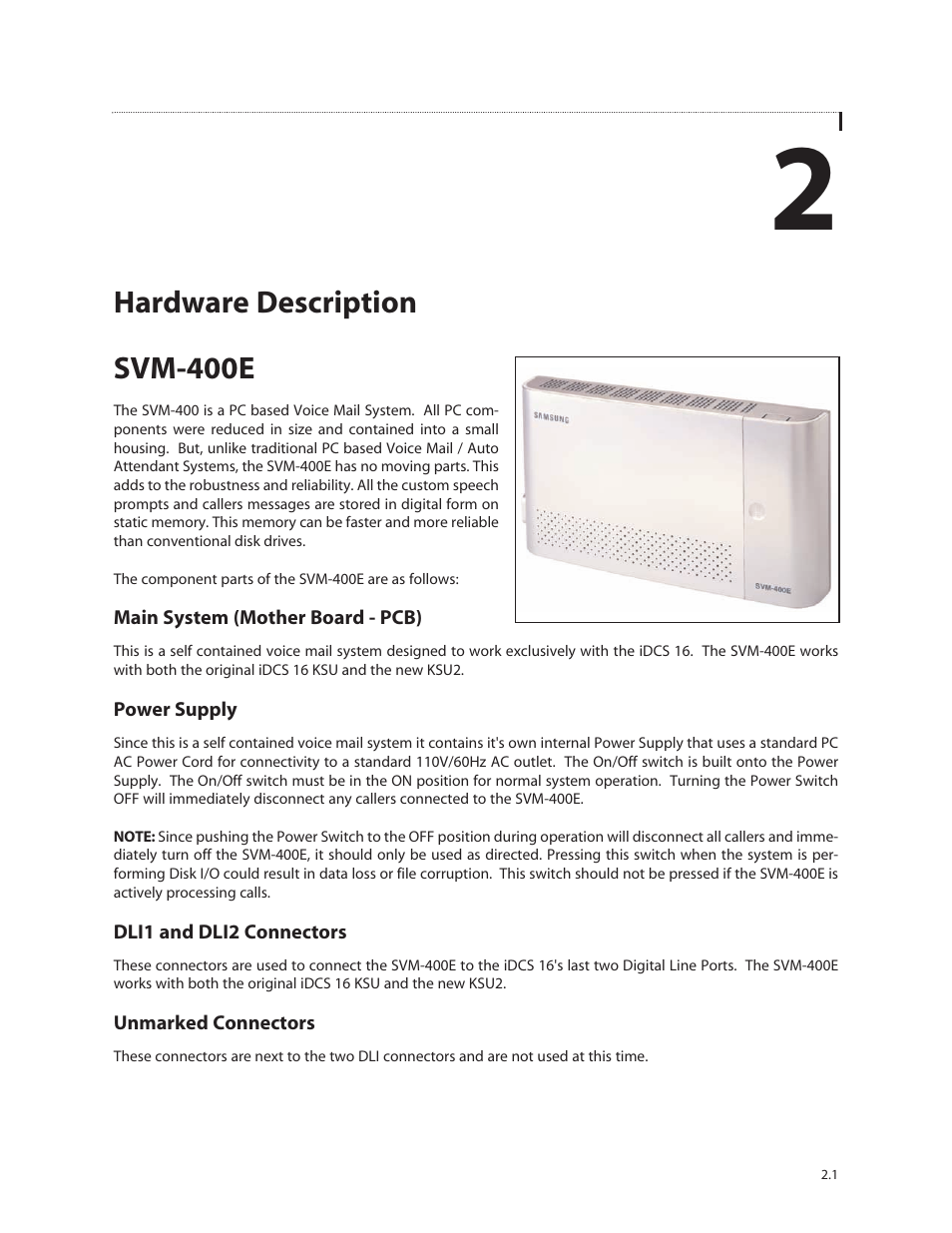 Hardware description svm-400e | Samsung SVMi-8E User Manual | Page 9 / 40