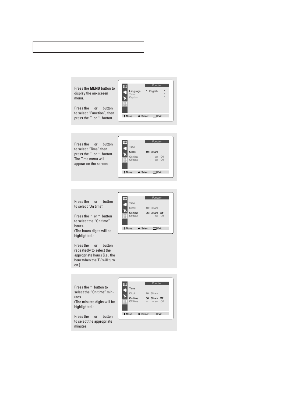 Setting the on/off timer, Continued | Samsung CL21K30MQ  EN User Manual | Page 35 / 40