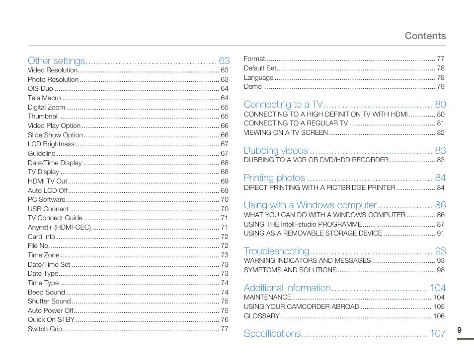 Samsung HMX-Q11TP User Manual | Page 9 / 110