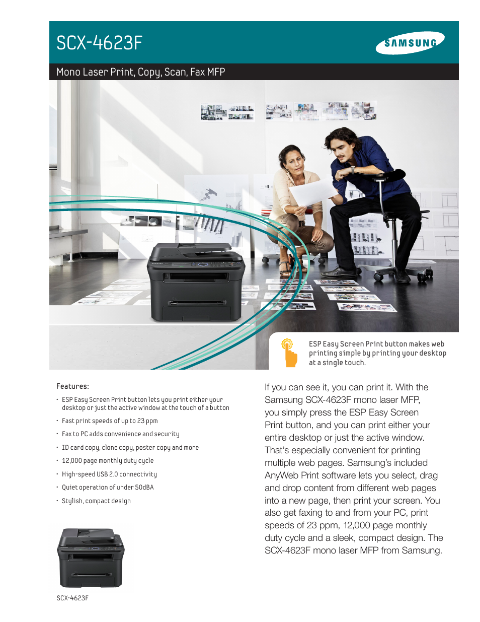 Samsung MONO LASER MFP SCX-4623F User Manual | 2 pages