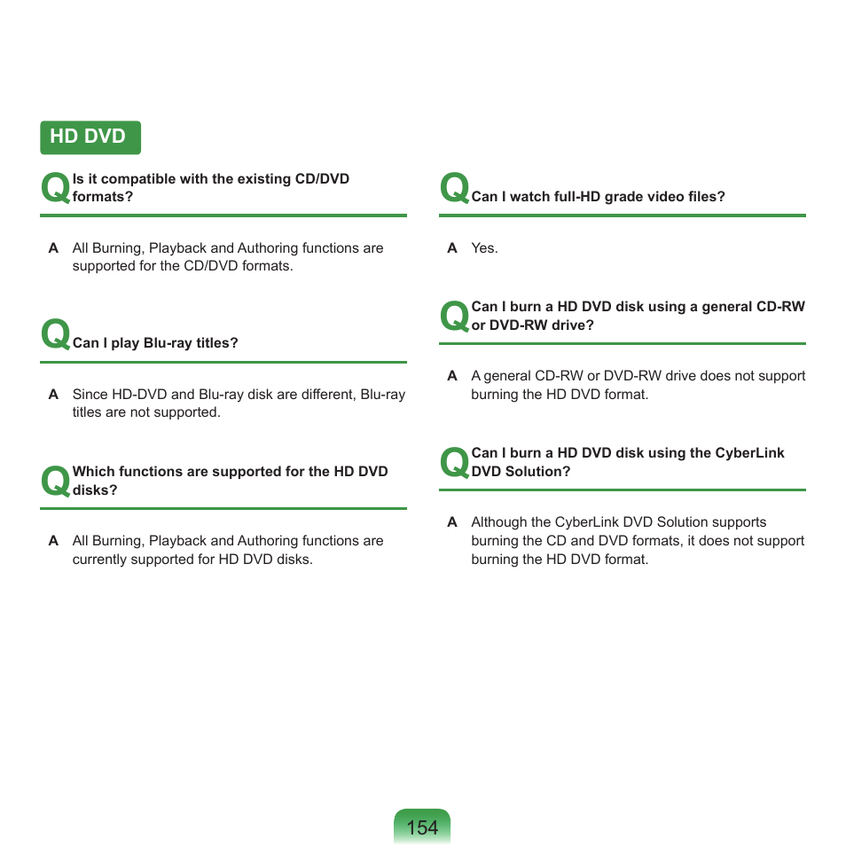 Hd dvd | Samsung P55 User Manual | Page 155 / 172