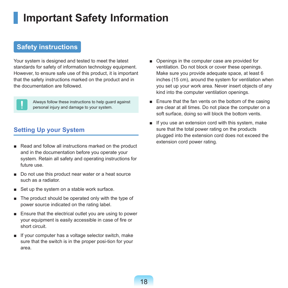 Important safety information, Safety instructions | Samsung P55 User Manual | Page 19 / 172