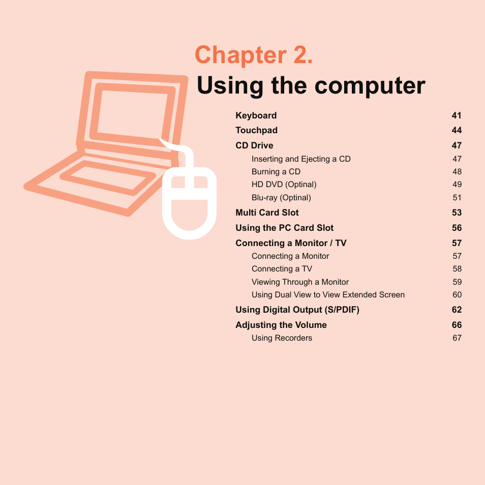 Chapter 2. using the computer | Samsung P55 User Manual | Page 41 / 172