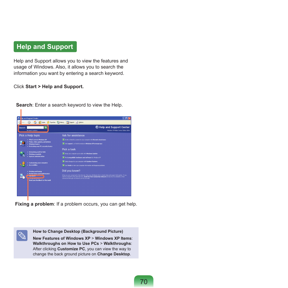 Help and support, 70 help and support | Samsung P55 User Manual | Page 71 / 172