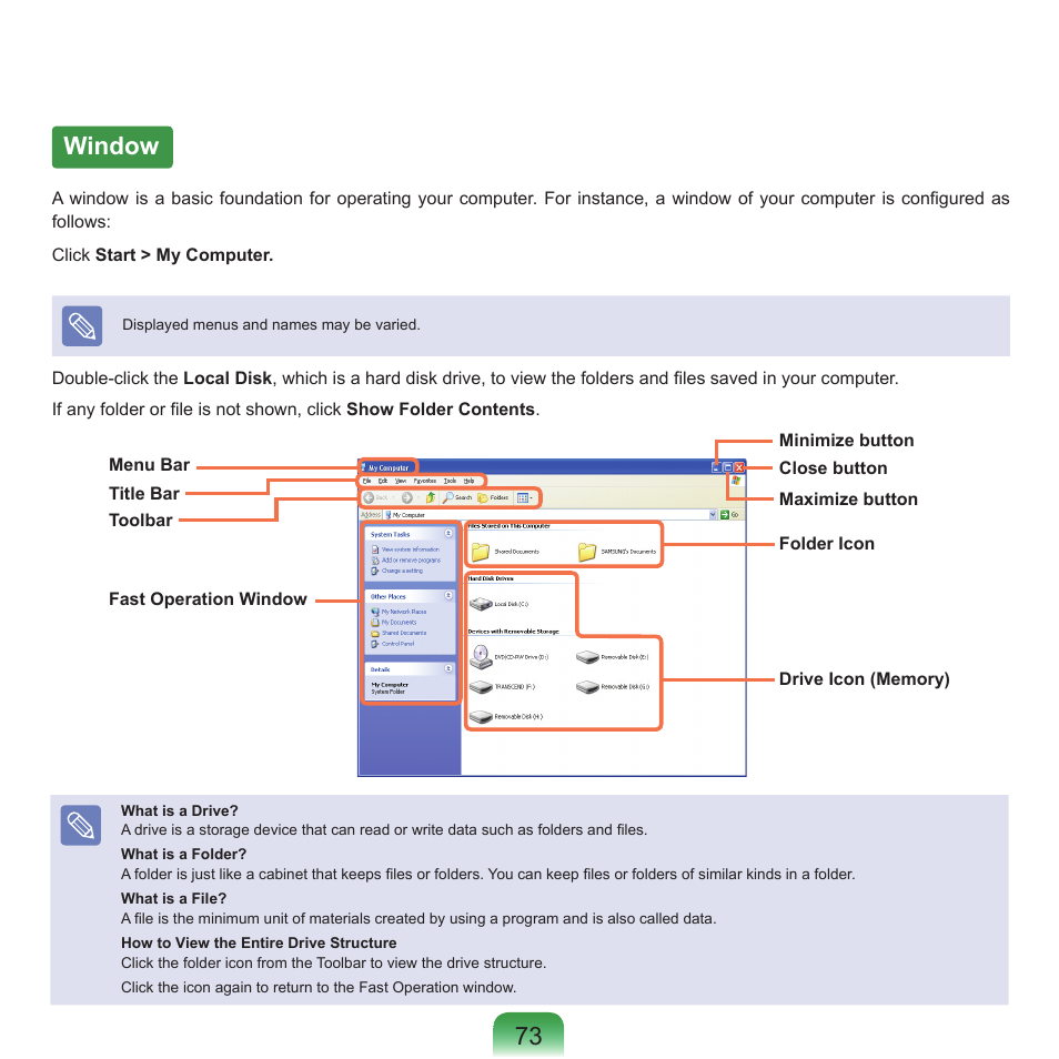 Window, 7 window | Samsung P55 User Manual | Page 74 / 172