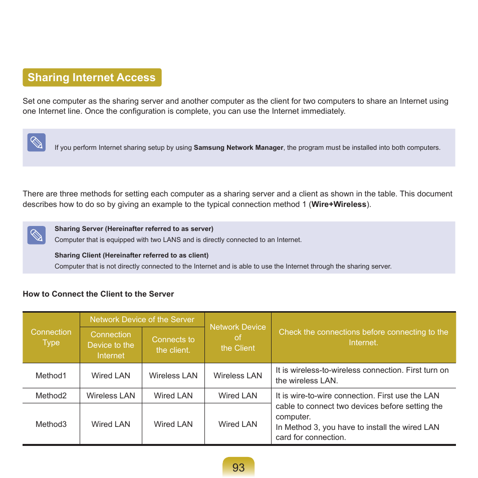 Sharing internet access, 9 sharing internet access | Samsung P55 User Manual | Page 94 / 172