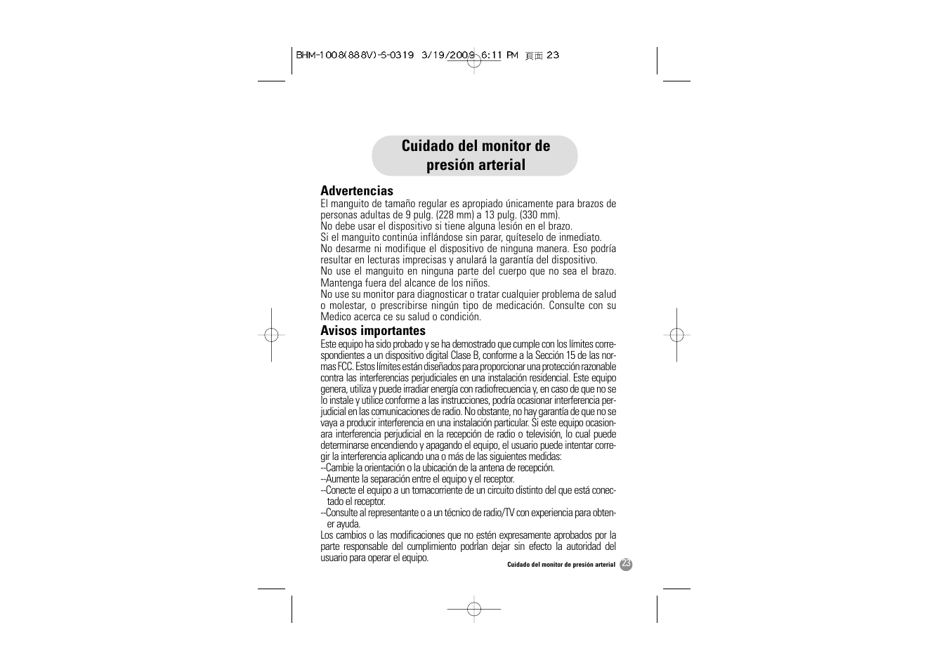 Cuidado del monitor de presión arterial | Samsung BHM-1008 User Manual | Page 56 / 66