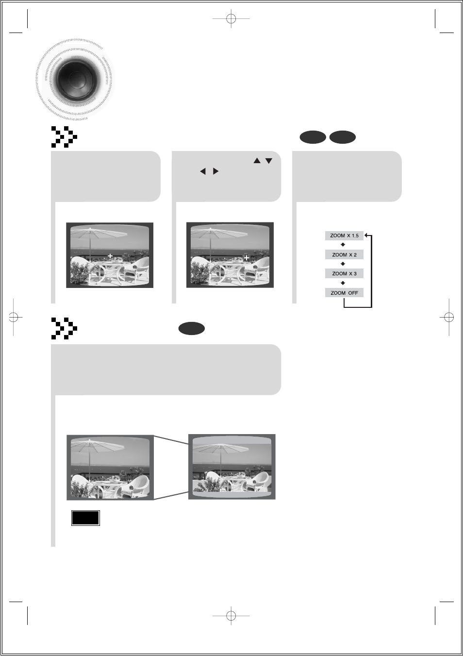 Zoom function, Zoom (screen enlarge) function, Aspect ratio | Samsung HT-DS650 User Manual | Page 35 / 78