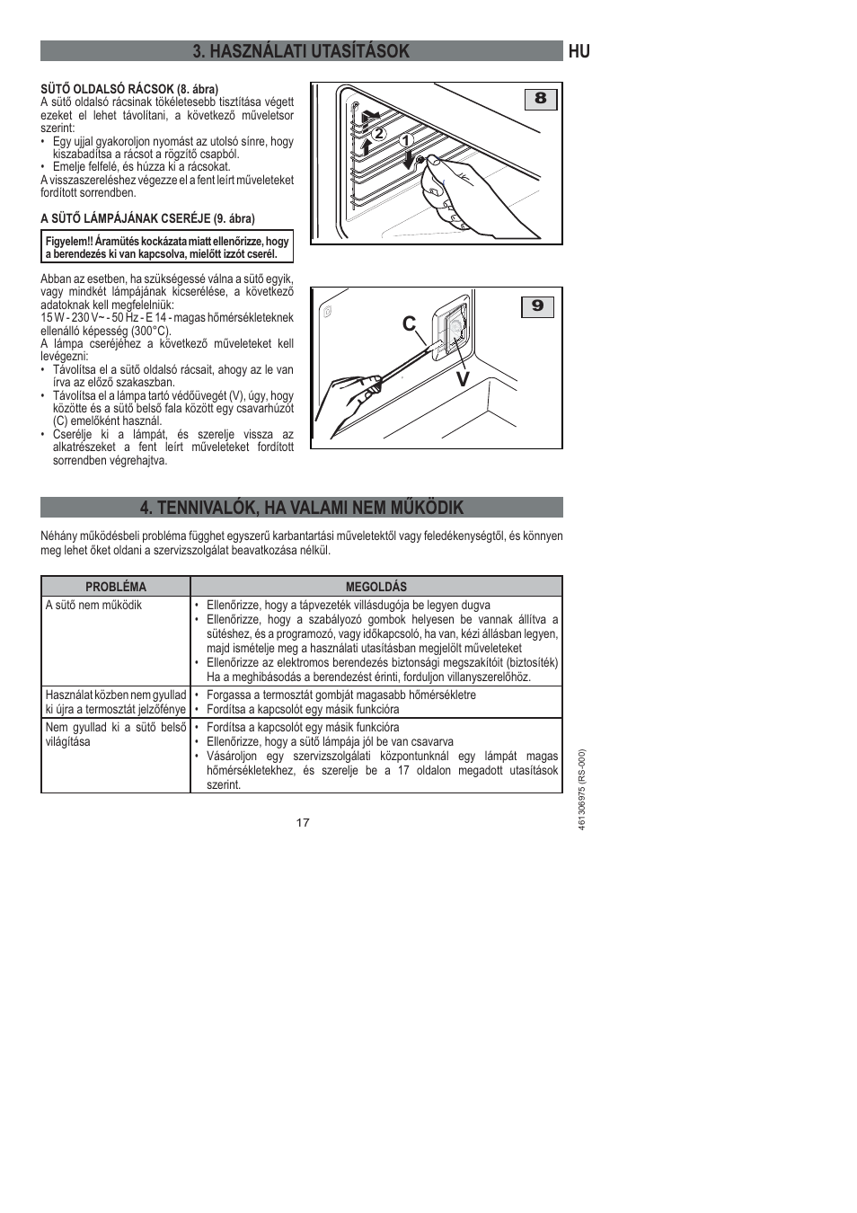 Hu 3. használati utasítások, Tennivalók, ha valami nem működik | Ardo HX 080 X User Manual | Page 107 / 256