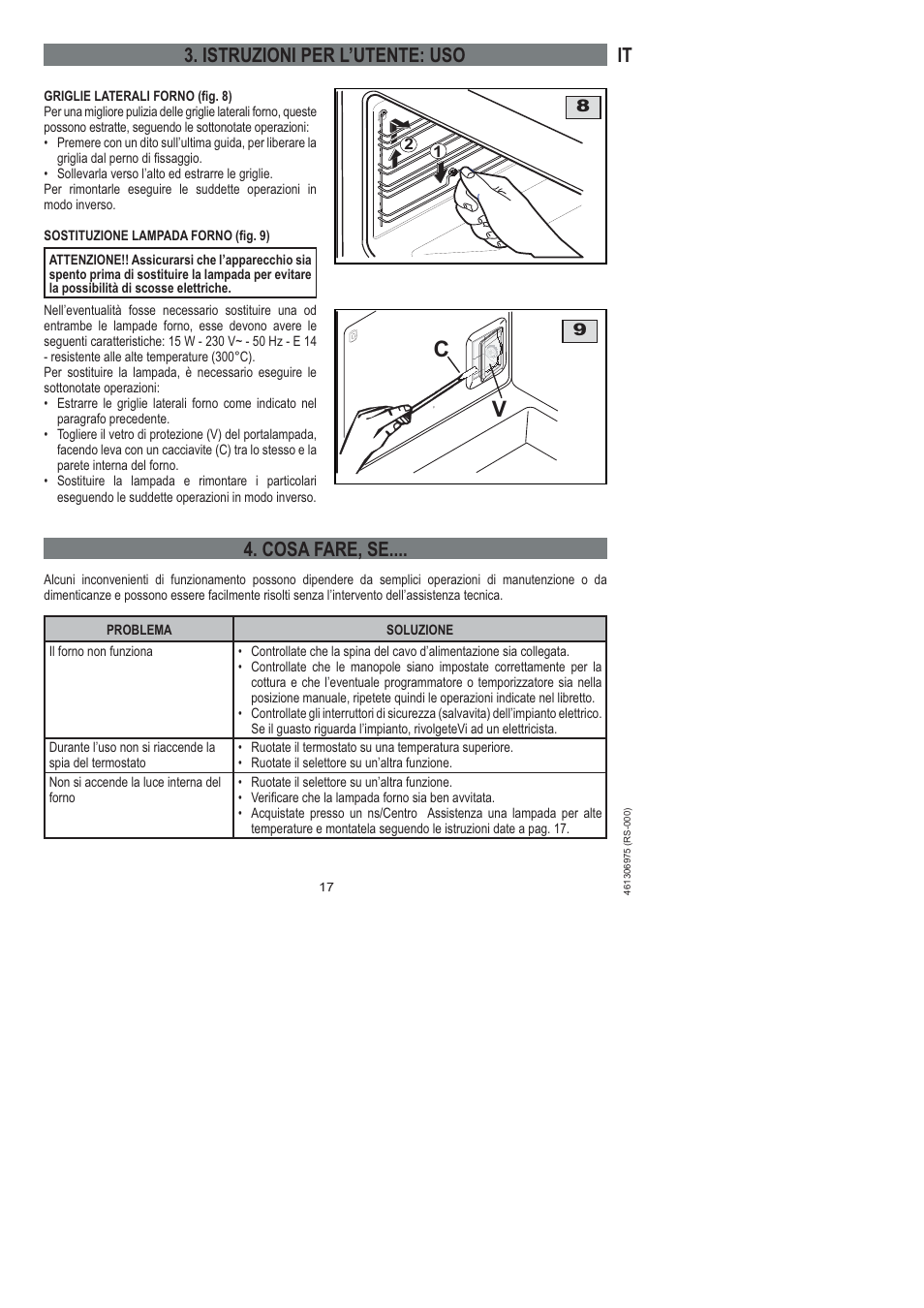 It 3. istruzioni per l’utente: uso, Cosa fare, se | Ardo HX 080 X User Manual | Page 125 / 256