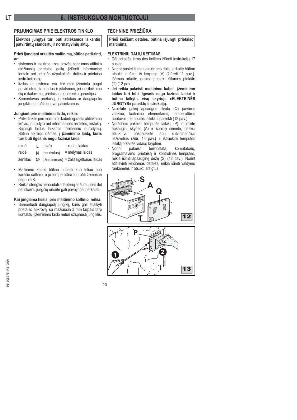 Sq a t, Lt 6. instrukcijos montuotojui | Ardo HX 080 X User Manual | Page 146 / 256