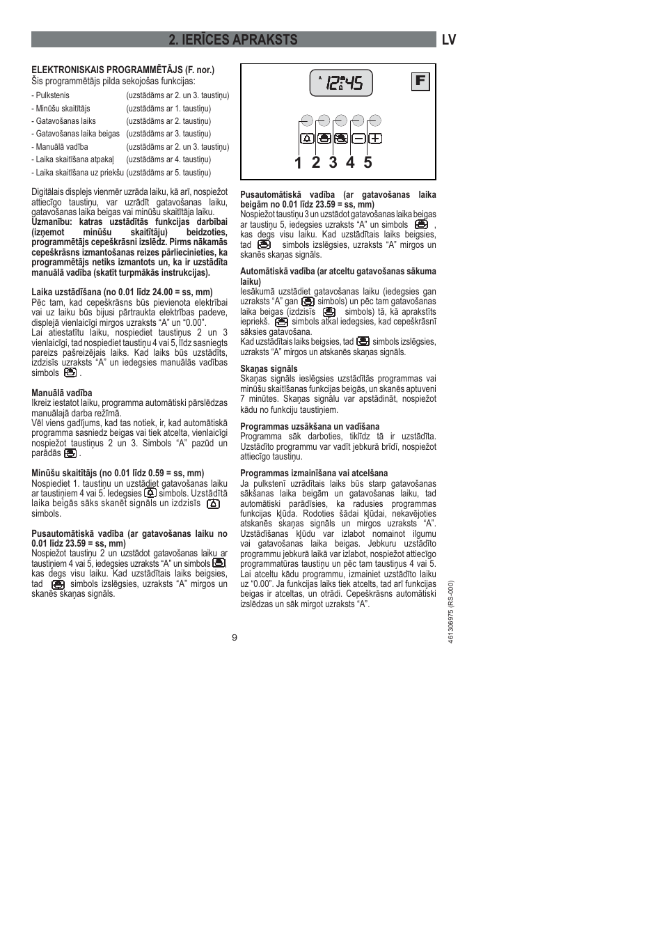 Lv 2. ierīces apraksts | Ardo HX 080 X User Manual | Page 153 / 256