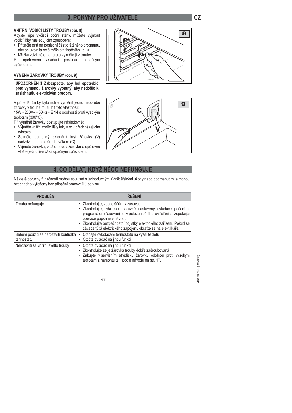 Cz 3. pokyny pro uživatele, Co dělat, když něco nefunguje | Ardo HX 080 X User Manual | Page 17 / 256