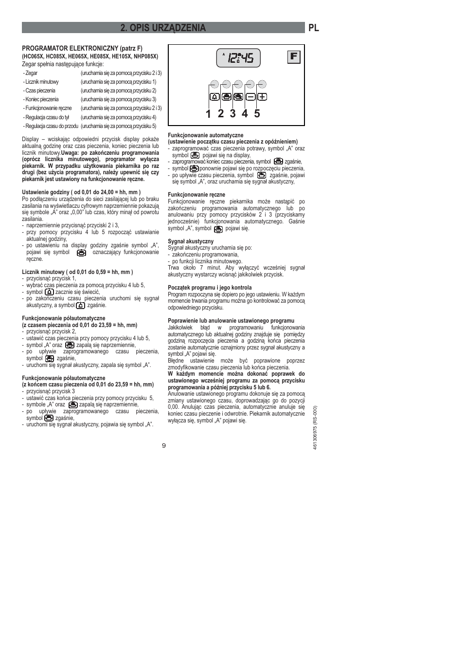 Pl 2. opis urządzenia | Ardo HX 080 X User Manual | Page 171 / 256