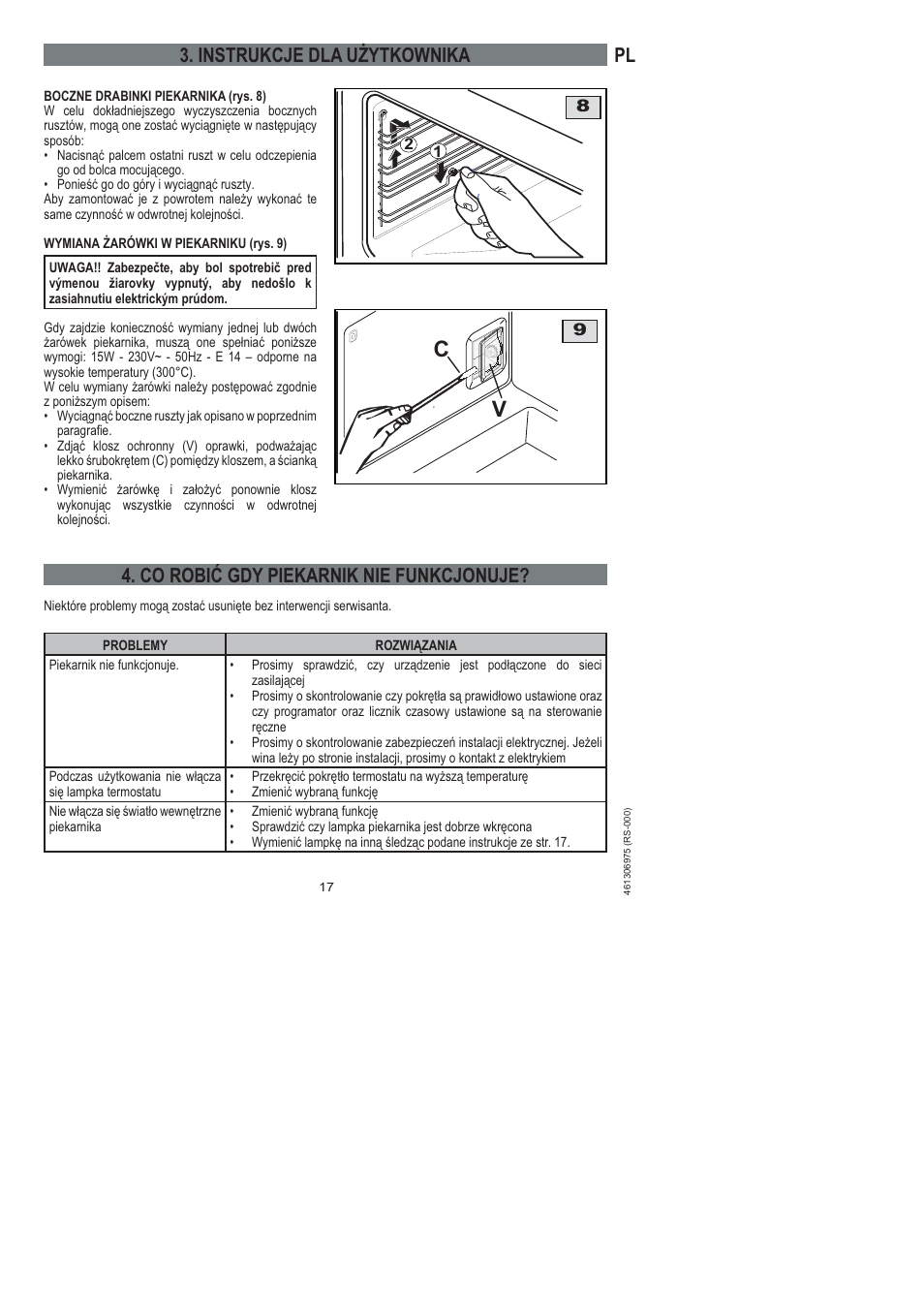 Pl 3. instrukcje dla użytkownika, Co robić gdy piekarnik nie funkcjonuje | Ardo HX 080 X User Manual | Page 179 / 256