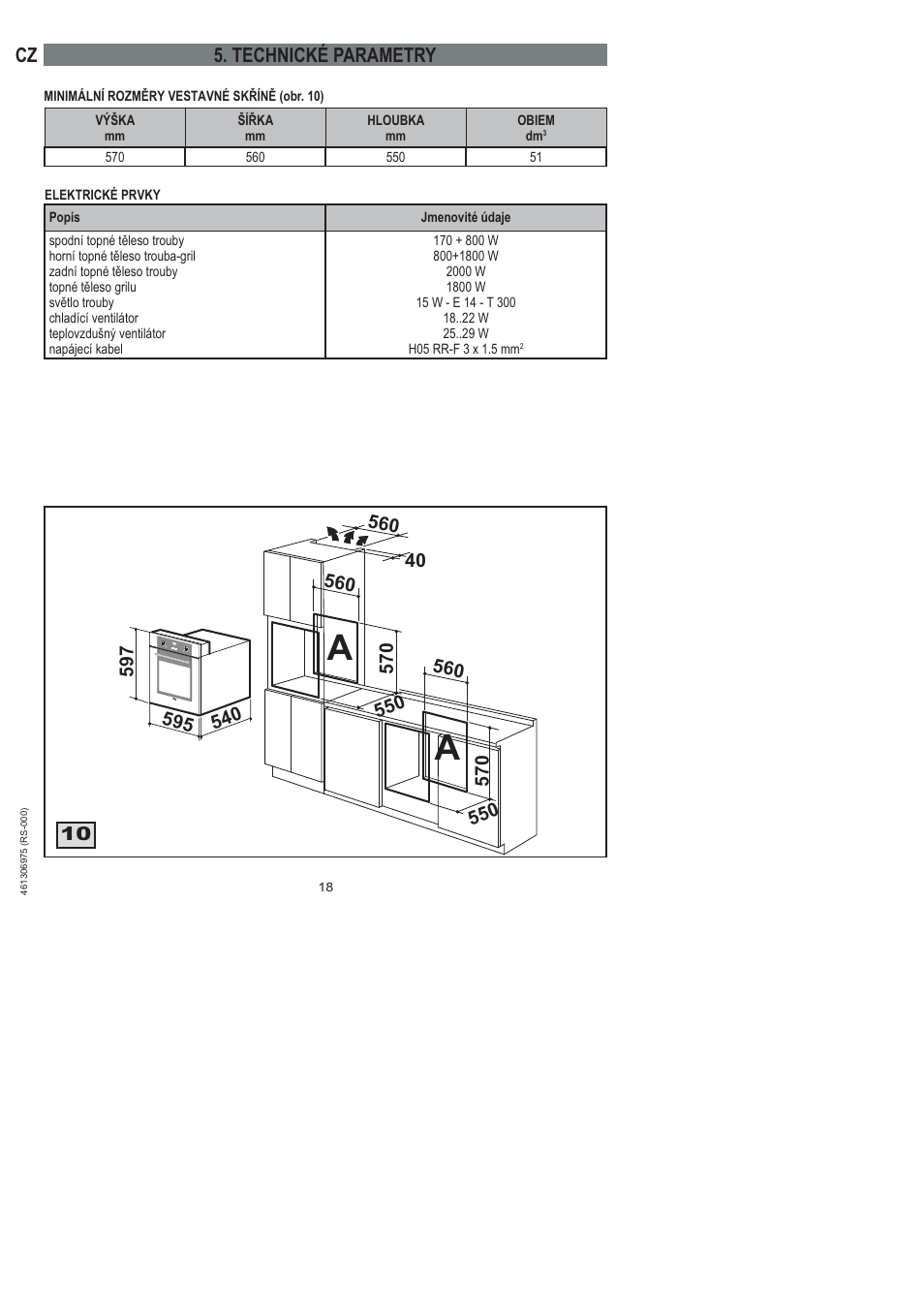 Technické parametry | Ardo HX 080 X User Manual | Page 18 / 256