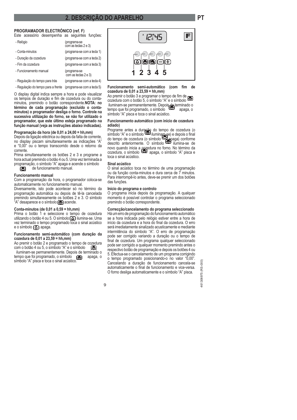 Descrição do aparelho | Ardo HX 080 X User Manual | Page 189 / 256