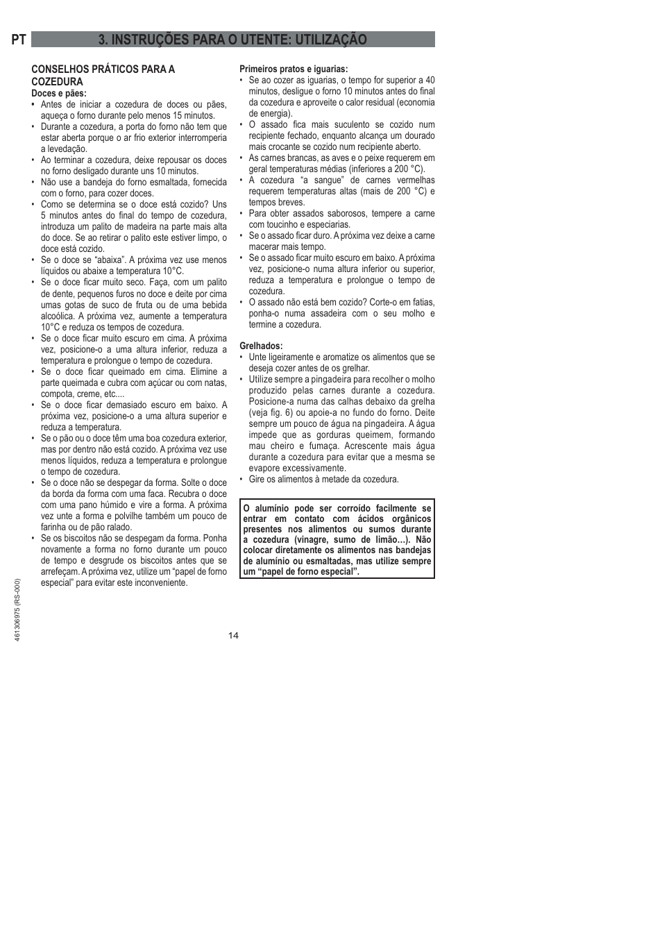 Instruções para o utente: utilização | Ardo HX 080 X User Manual | Page 194 / 256