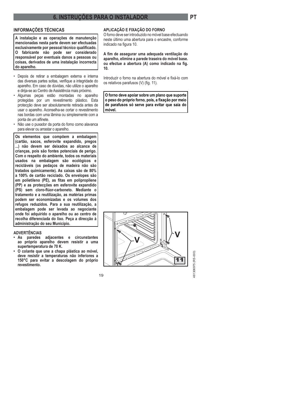 Pt 6. instruções para o instalador | Ardo HX 080 X User Manual | Page 199 / 256