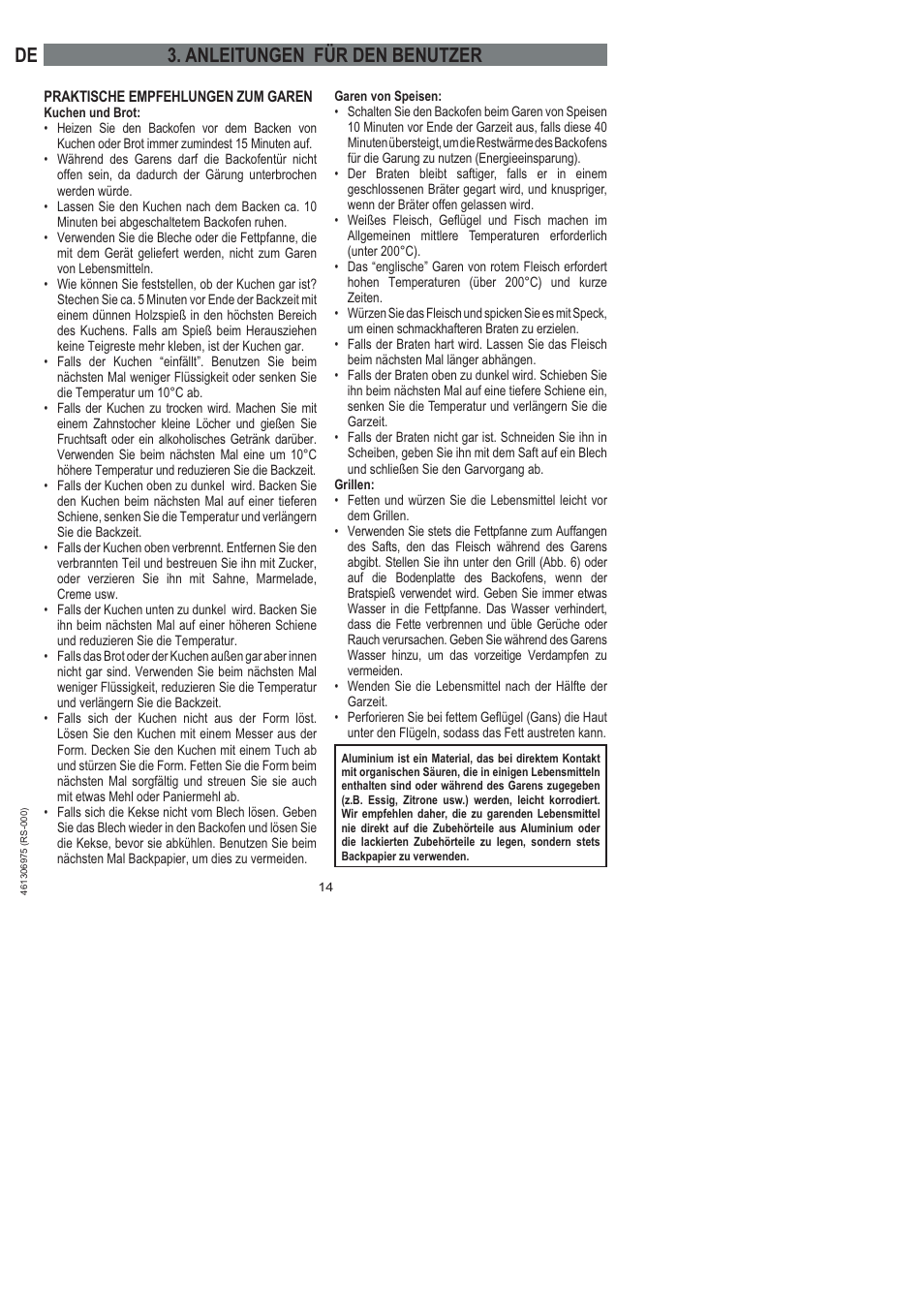 Anleitungen für den benutzer | Ardo HX 080 X User Manual | Page 32 / 256