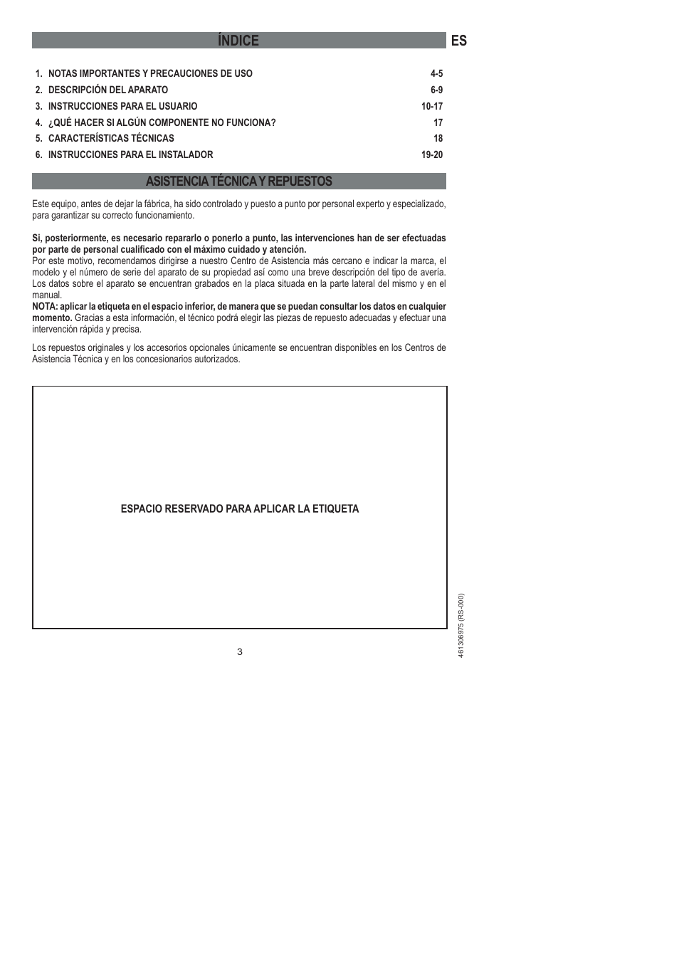 Índice, Asistencia técnica y repuestos | Ardo HX 080 X User Manual | Page 39 / 256