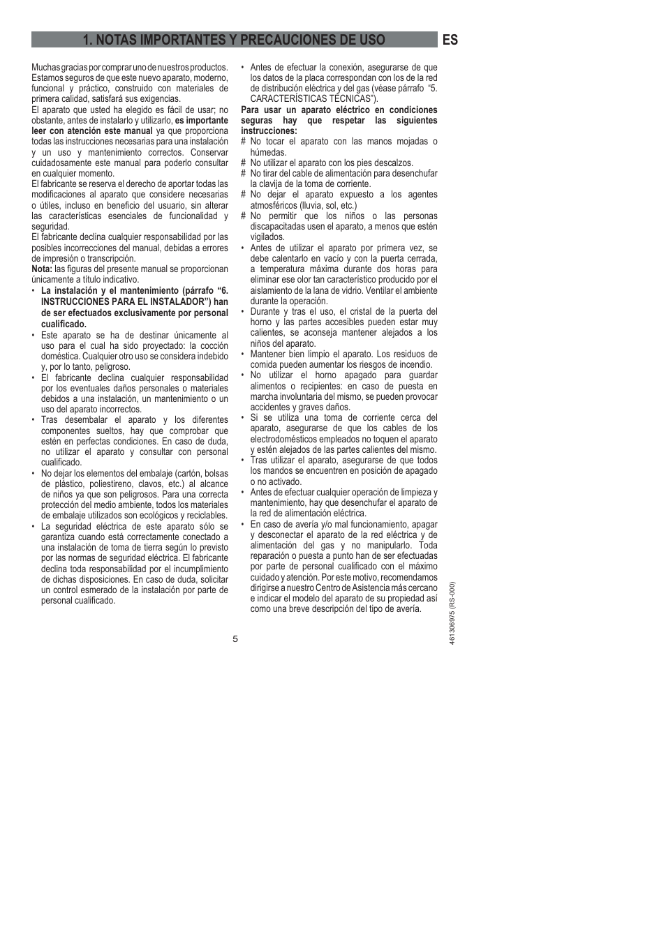 Notas importantes y precauciones de uso | Ardo HX 080 X User Manual | Page 41 / 256