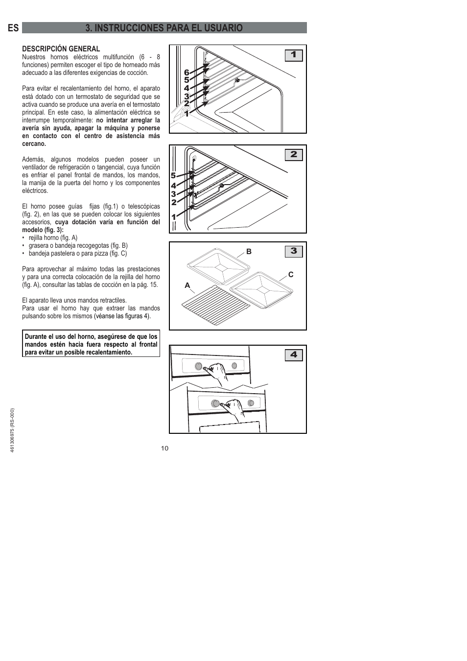 Es 3. instrucciones para el usuario | Ardo HX 080 X User Manual | Page 46 / 256