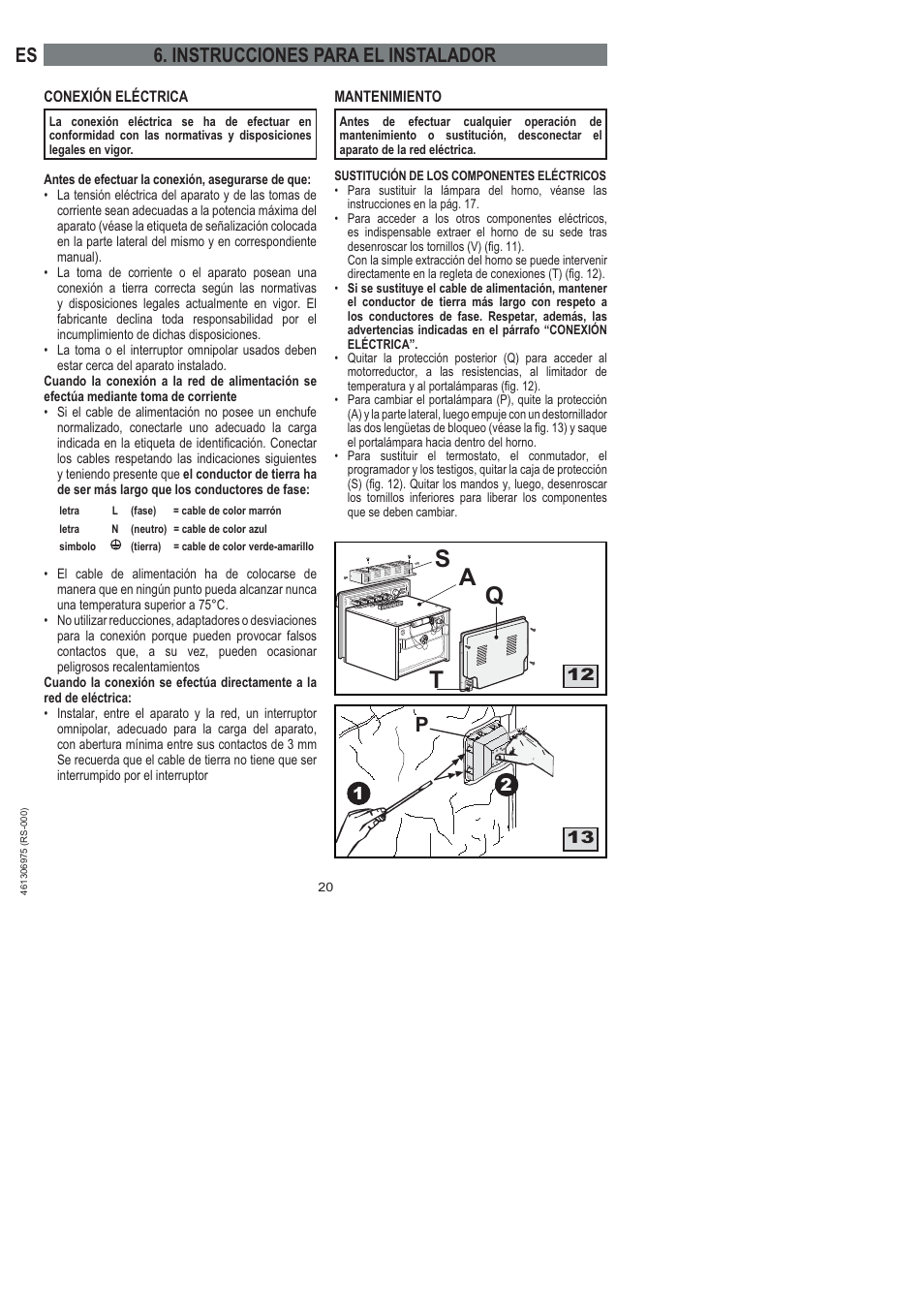 Sq a t, Instrucciones para el instalador | Ardo HX 080 X User Manual | Page 56 / 256