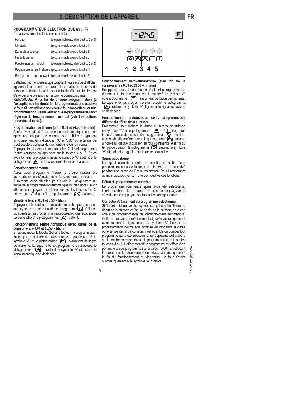 Description de l’appareil | Ardo HX 080 X User Manual | Page 63 / 256