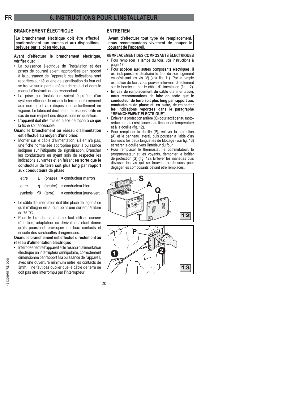 Sq a t, Instructions pour l’installateur | Ardo HX 080 X User Manual | Page 74 / 256