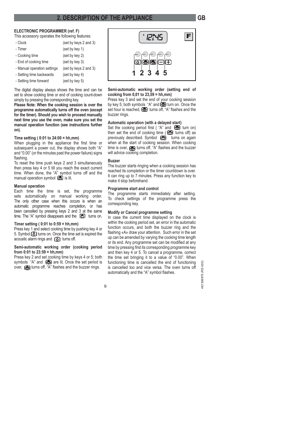Gb 2. description of the appliance | Ardo HX 080 X User Manual | Page 81 / 256