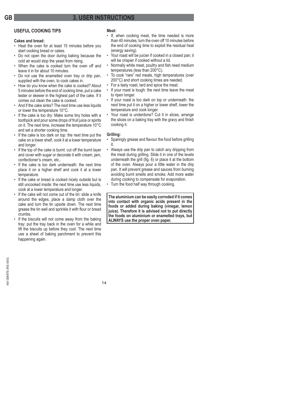 Gb 3. user instructions | Ardo HX 080 X User Manual | Page 86 / 256