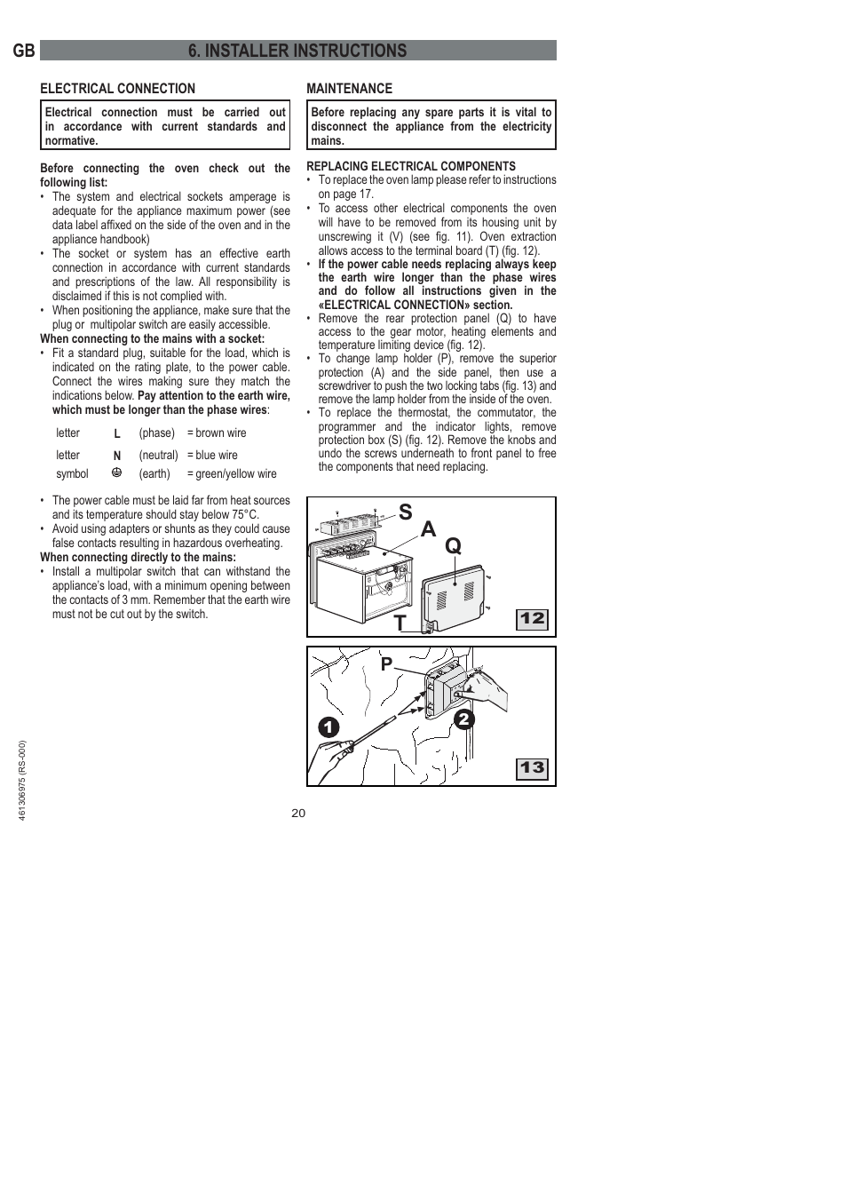 Sq a t, Gb 6. installer instructions | Ardo HX 080 X User Manual | Page 92 / 256