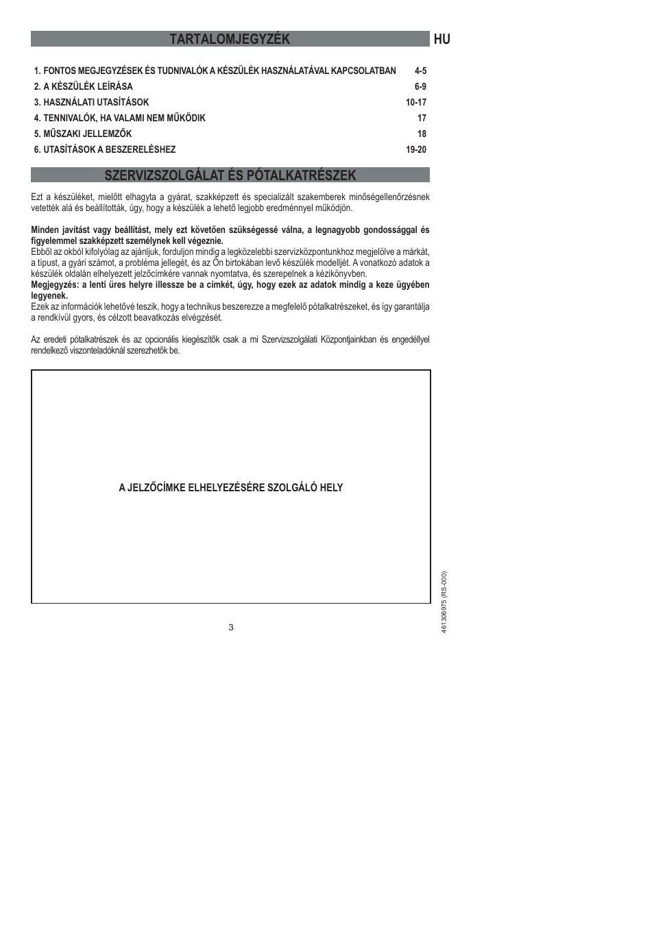 Szervizszolgálat és pótalkatrészek, Tartalomjegyzék | Ardo HX 080 X User Manual | Page 93 / 256