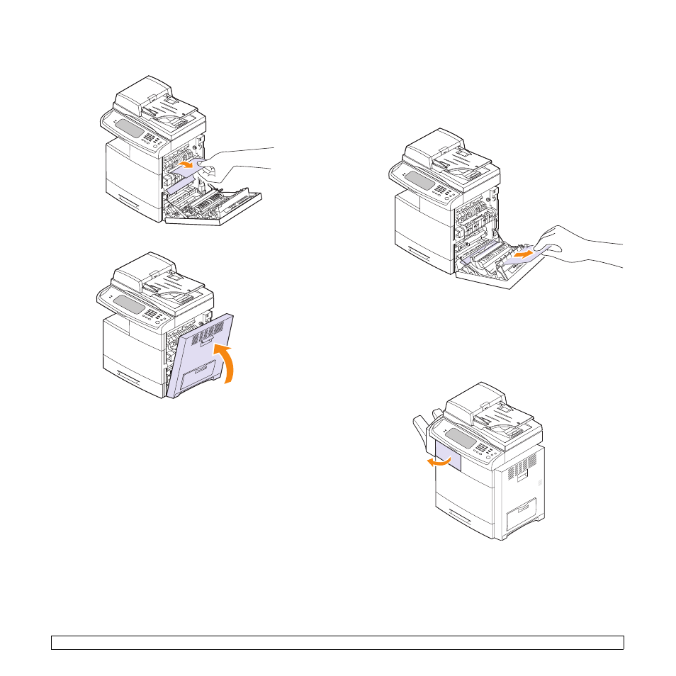 In the duplex unit area, In the stacker (finisher), In the duplex unit area in the stacker (finisher) | Samsung CLX-8385ND Series User Manual | Page 116 / 201